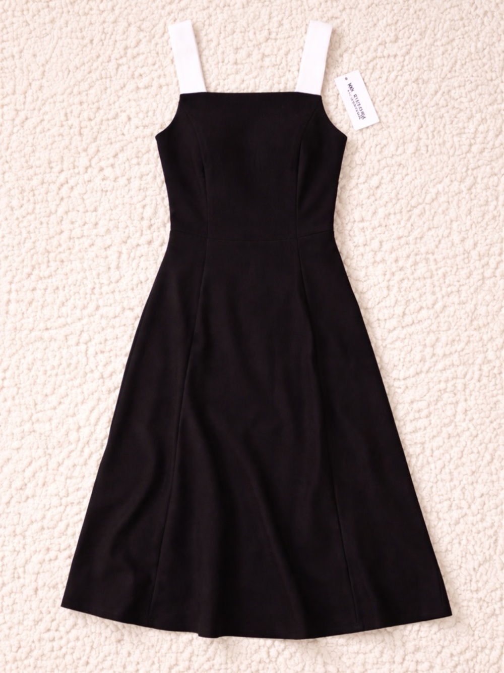 MSK Petites Black White Colorblock Crepe Midi Dress PL NWT Sleeveless Pockets - Picture 4 of 9